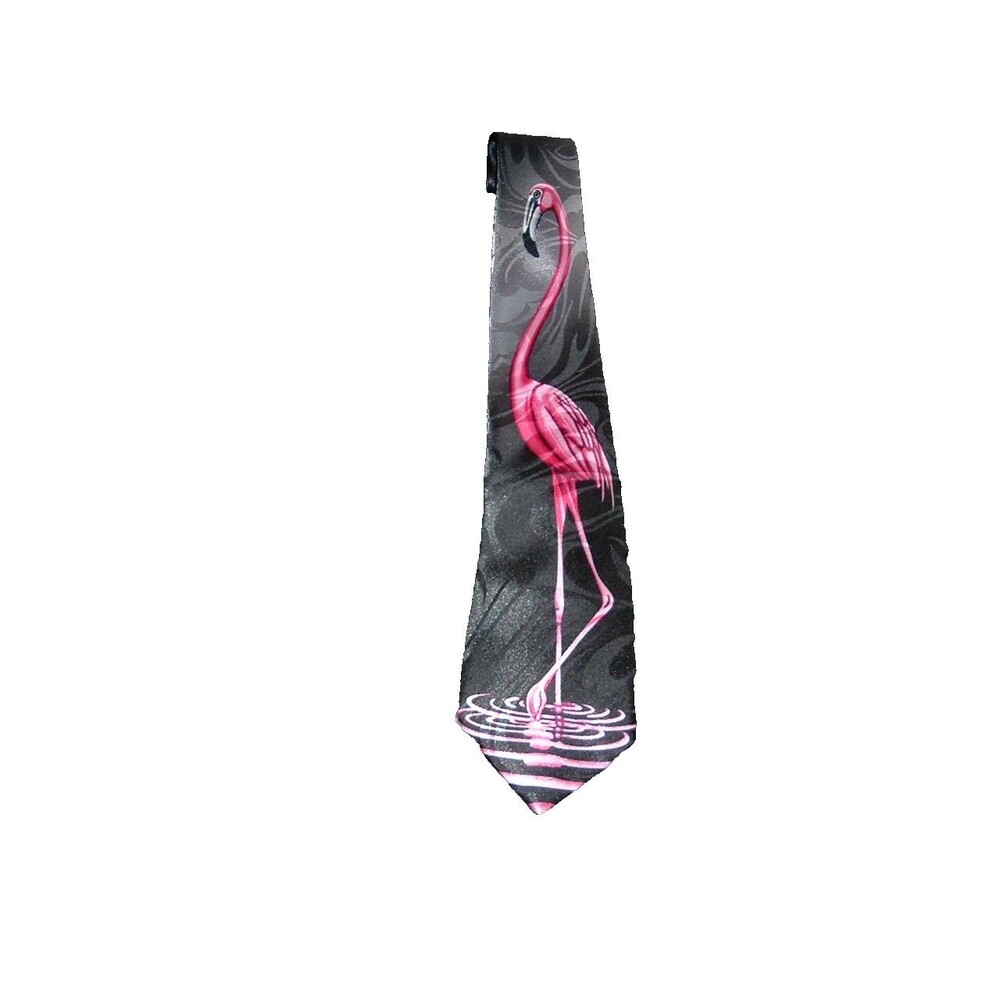 Steve Harris Handmade Novelty Pink Flamingo Tie Handmade Tropical Hawaiian